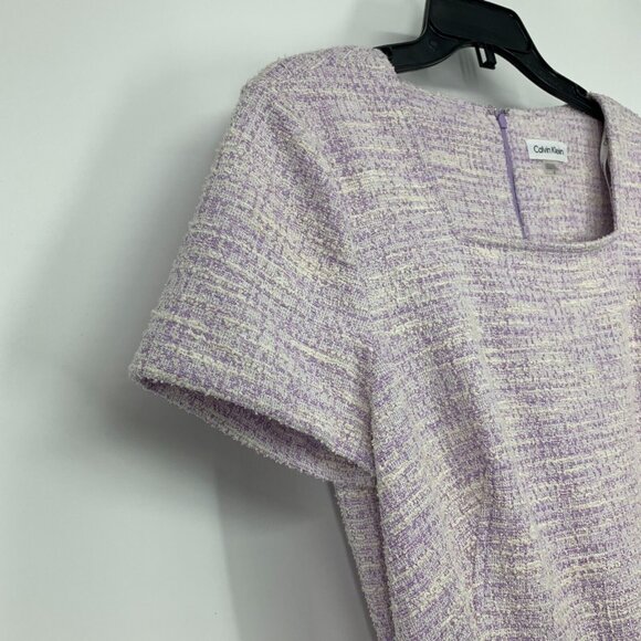 Calvin Klein Dress Purple Tweed Faux Wrap Button Short Sleeve NWT - Picture 7 of 14